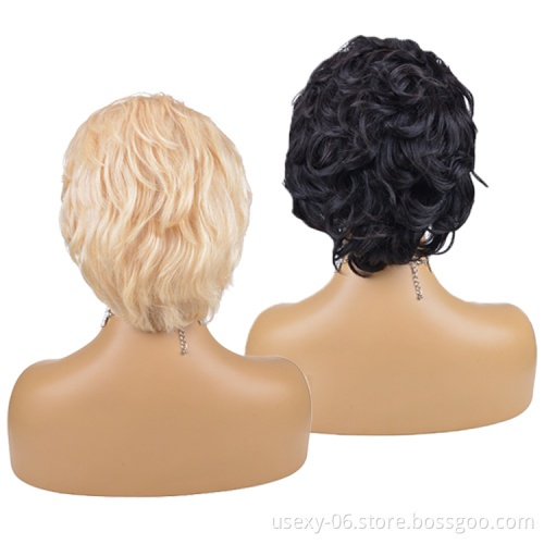 Cheap Price Brazilian Virgin Human Hair Wigs Natural Straight Hair Wig Short Pixie Wigs For Black Women